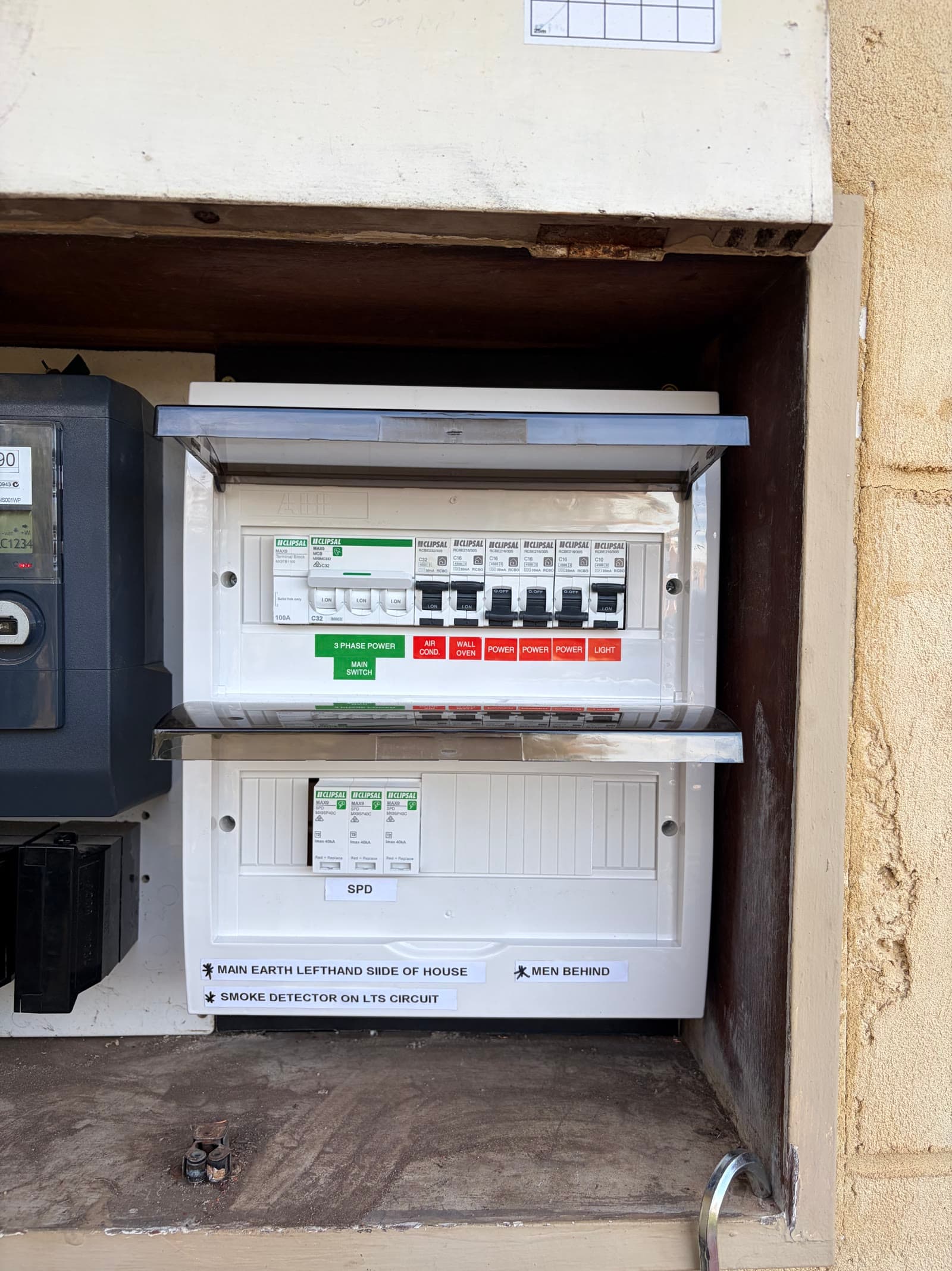The same switchboard after our upgrade, with RCBOs and surge protection